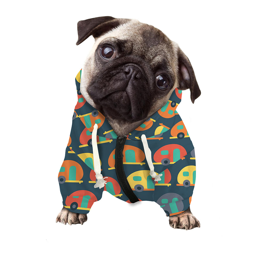 Camping Van Pattern Print Dog Zip Up Hoodie