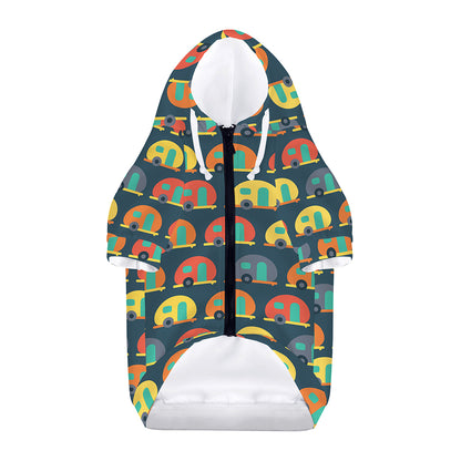 Camping Van Pattern Print Dog Zip Up Hoodie