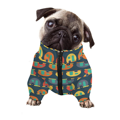 Camping Van Pattern Print Dog Zip Up Jacket