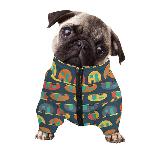 Camping Van Pattern Print Dog Zip Up Jacket