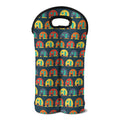 Camping Van Pattern Print Double Neoprene Wine Tote