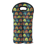 Camping Van Pattern Print Double Neoprene Wine Tote