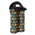 Camping Van Pattern Print Double Neoprene Wine Tote