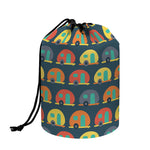 Camping Van Pattern Print Drawstring Makeup Bag