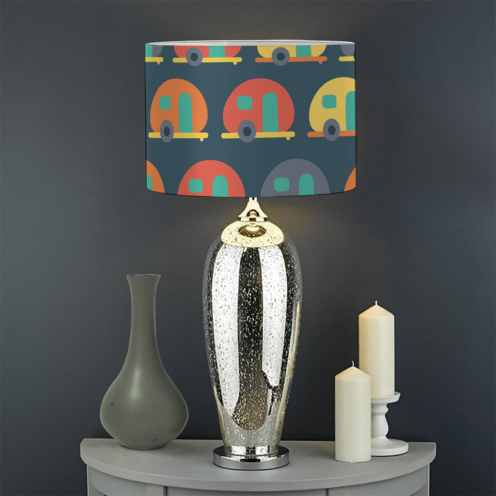 Camping Van Pattern Print Drum Lamp Shade