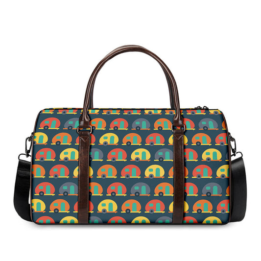 Camping Van Pattern Print Duffle Bag