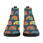 Camping Van Pattern Print Flat Ankle Boots