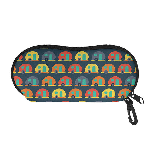 Camping Van Pattern Print Glasses Case