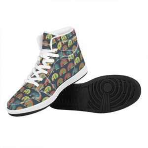 Camping Van Pattern Print High Top Leather Sneakers