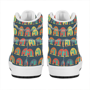 Camping Van Pattern Print High Top Leather Sneakers