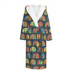 Camping Van Pattern Print Hooded Bathrobe