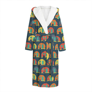 Camping Van Pattern Print Hooded Bathrobe