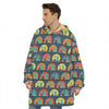 Camping Van Pattern Print Hoodie Blanket