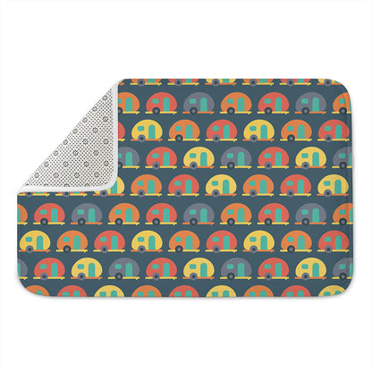 Camping Van Pattern Print Indoor Door Mat