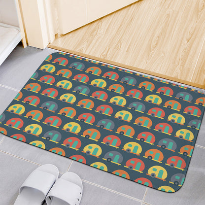 Camping Van Pattern Print Indoor Door Mat