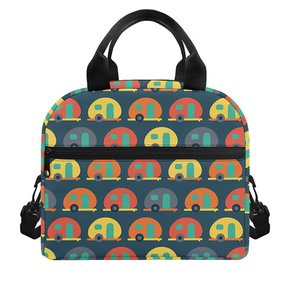 Camping Van Pattern Print Insulated Lunch Bag