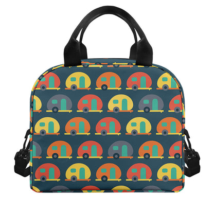 Camping Van Pattern Print Insulated Lunch Bag