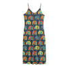 Camping Van Pattern Print Jersey Midi Cami Dress