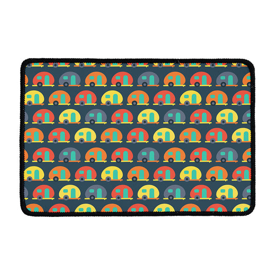 Camping Van Pattern Print Kitchen Mat