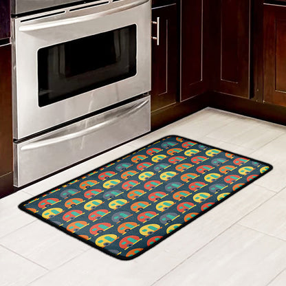 Camping Van Pattern Print Kitchen Mat
