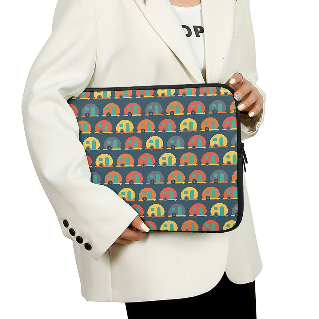 Camping Van Pattern Print Laptop Sleeve