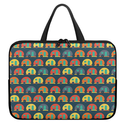 Camping Van Pattern Print Laptop Sleeve With Handle