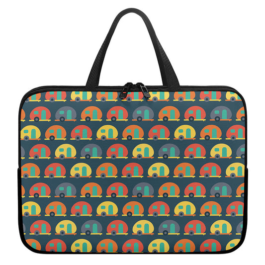 Camping Van Pattern Print Laptop Sleeve With Handle