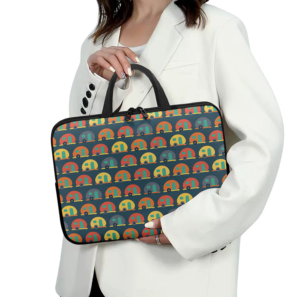 Camping Van Pattern Print Laptop Sleeve With Handle