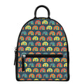 Camping Van Pattern Print Leather Backpack