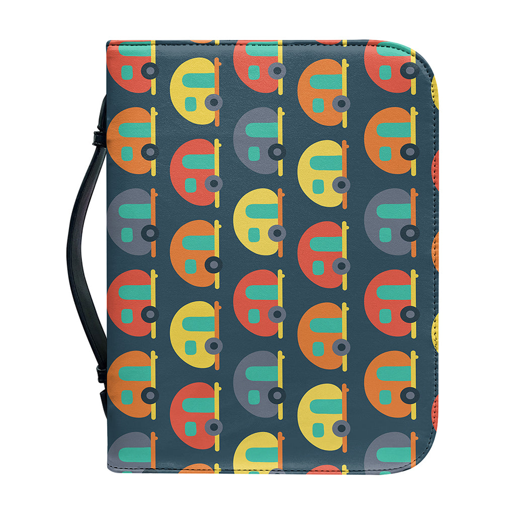 Camping Van Pattern Print Leather Bible Cover