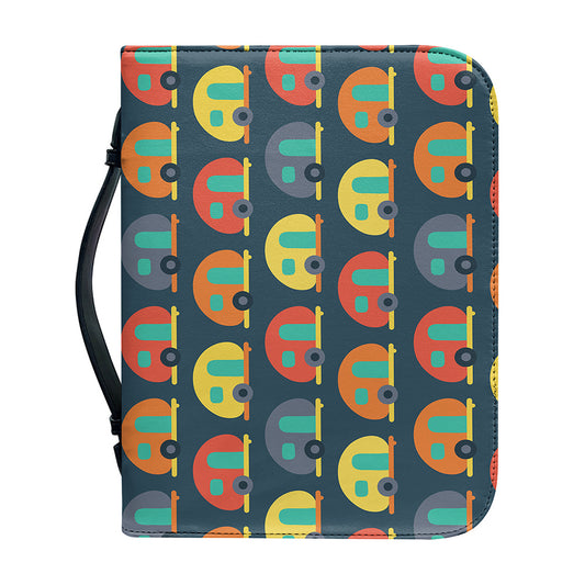 Camping Van Pattern Print Leather Bible Cover