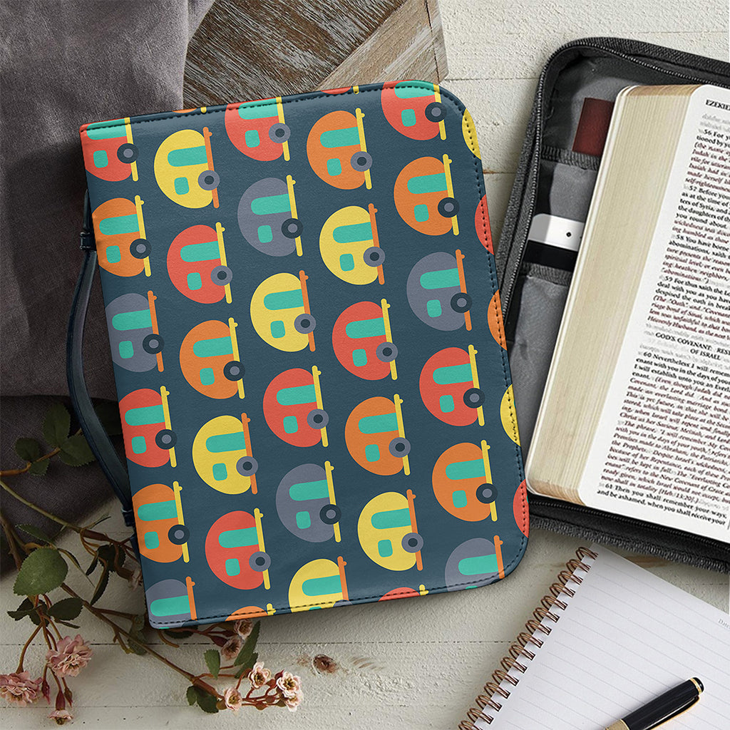 Camping Van Pattern Print Leather Bible Cover