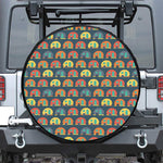 Camping Van Pattern Print Leather Spare Tire Cover