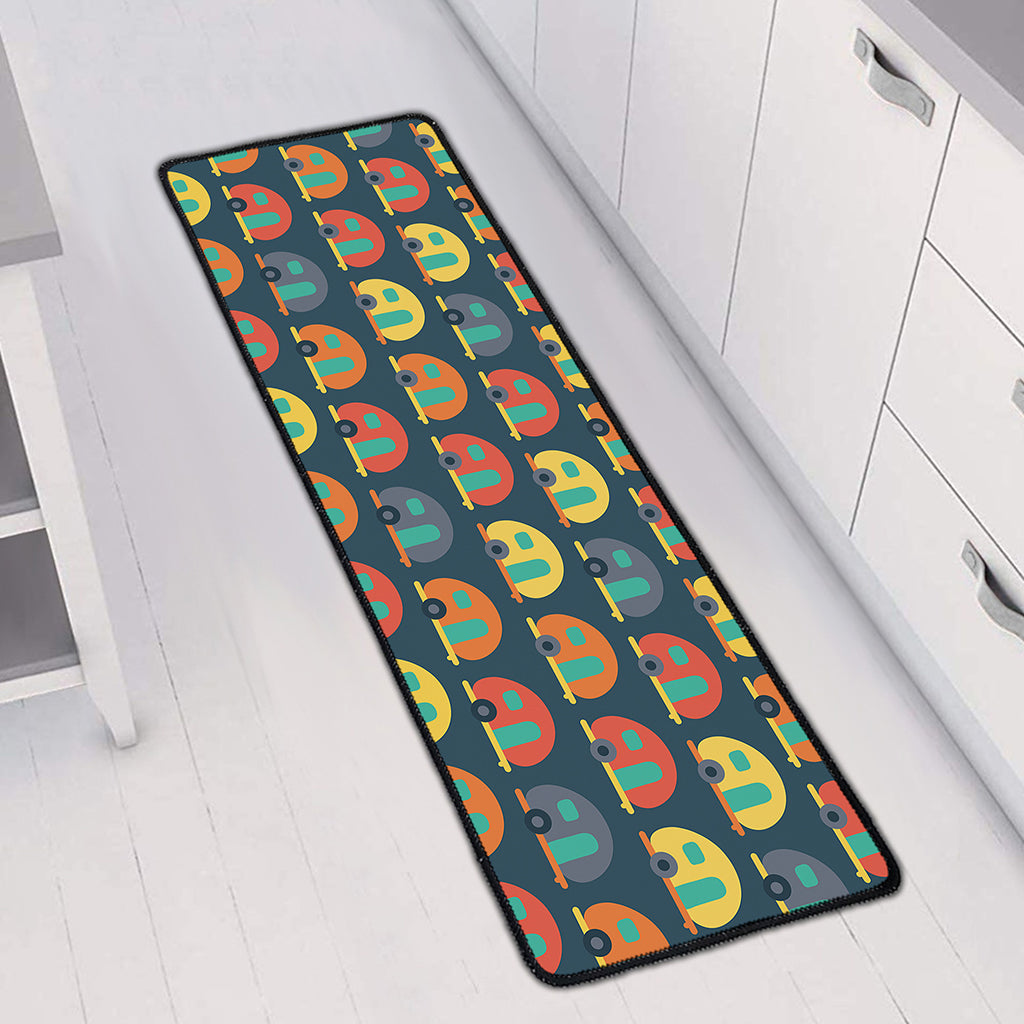 Camping Van Pattern Print Long Kitchen Mat