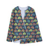 Camping Van Pattern Print Long Sleeve Short Coat