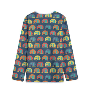 Camping Van Pattern Print Long Sleeve Short Coat