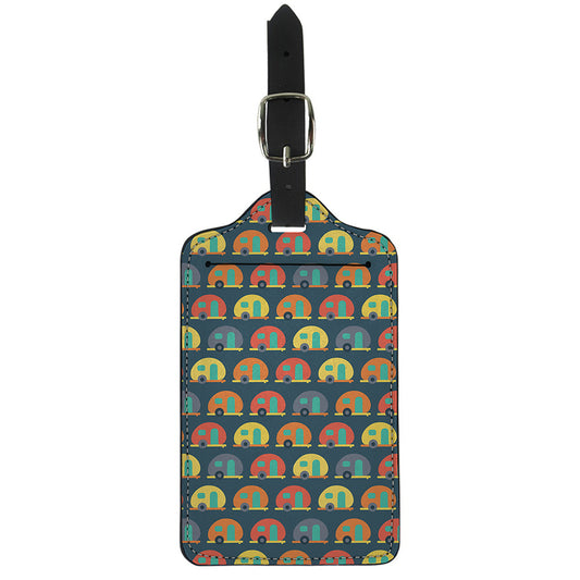 Camping Van Pattern Print Luggage Tag