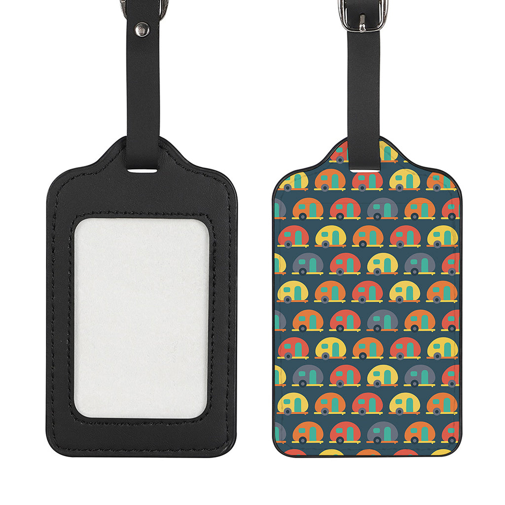 Camping Van Pattern Print Luggage Tag