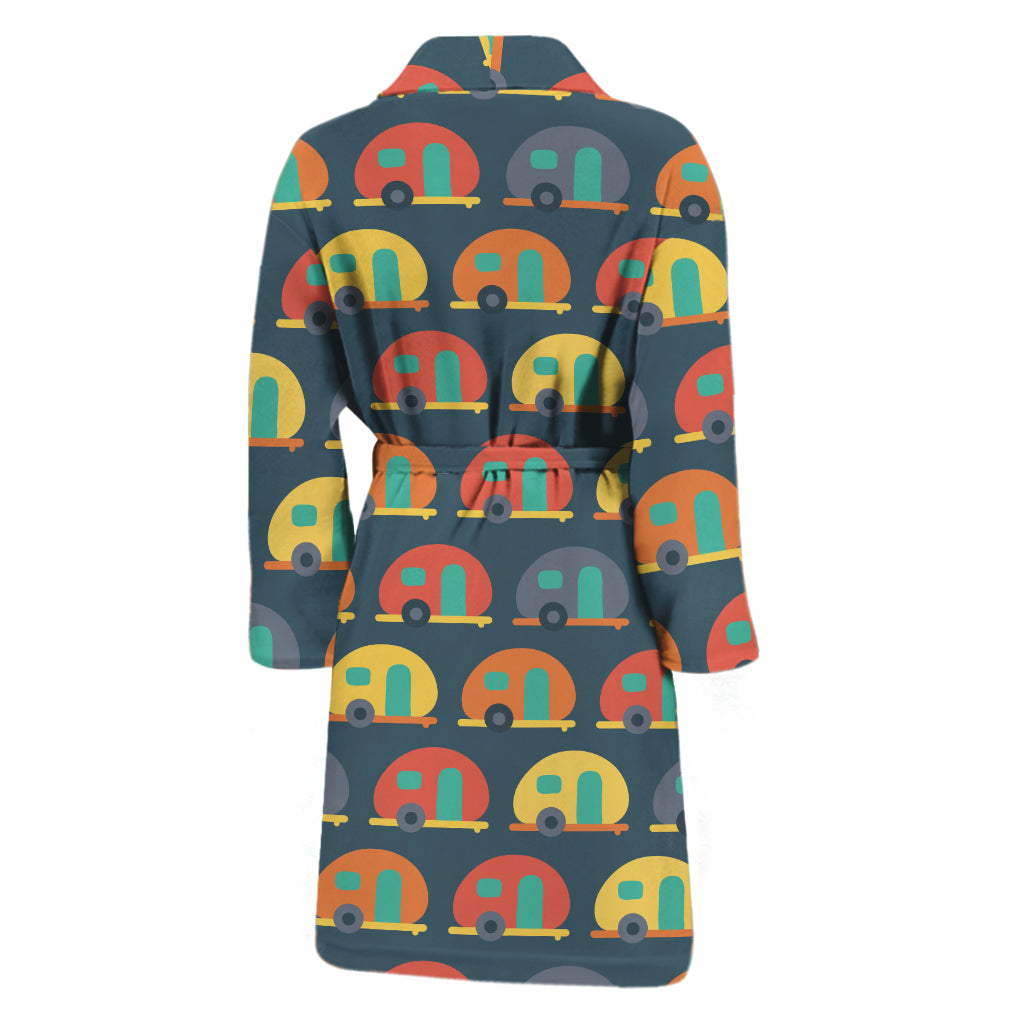 Camping Van Pattern Print Men's Bathrobe