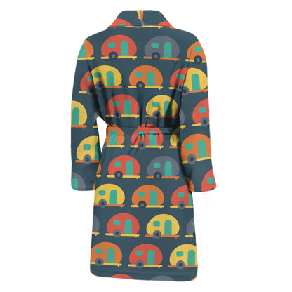 Camping Van Pattern Print Men's Bathrobe