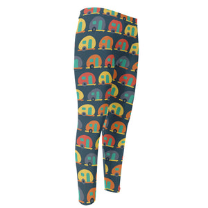 Camping Van Pattern Print Men's Compression Pants