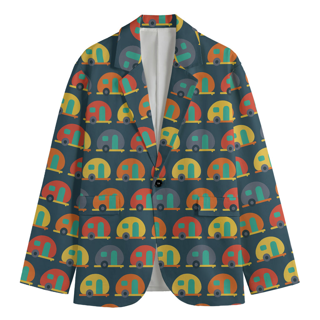 Camping Van Pattern Print Men's Cotton Blazer