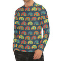 Camping Van Pattern Print Men's Long Sleeve Rash Guard