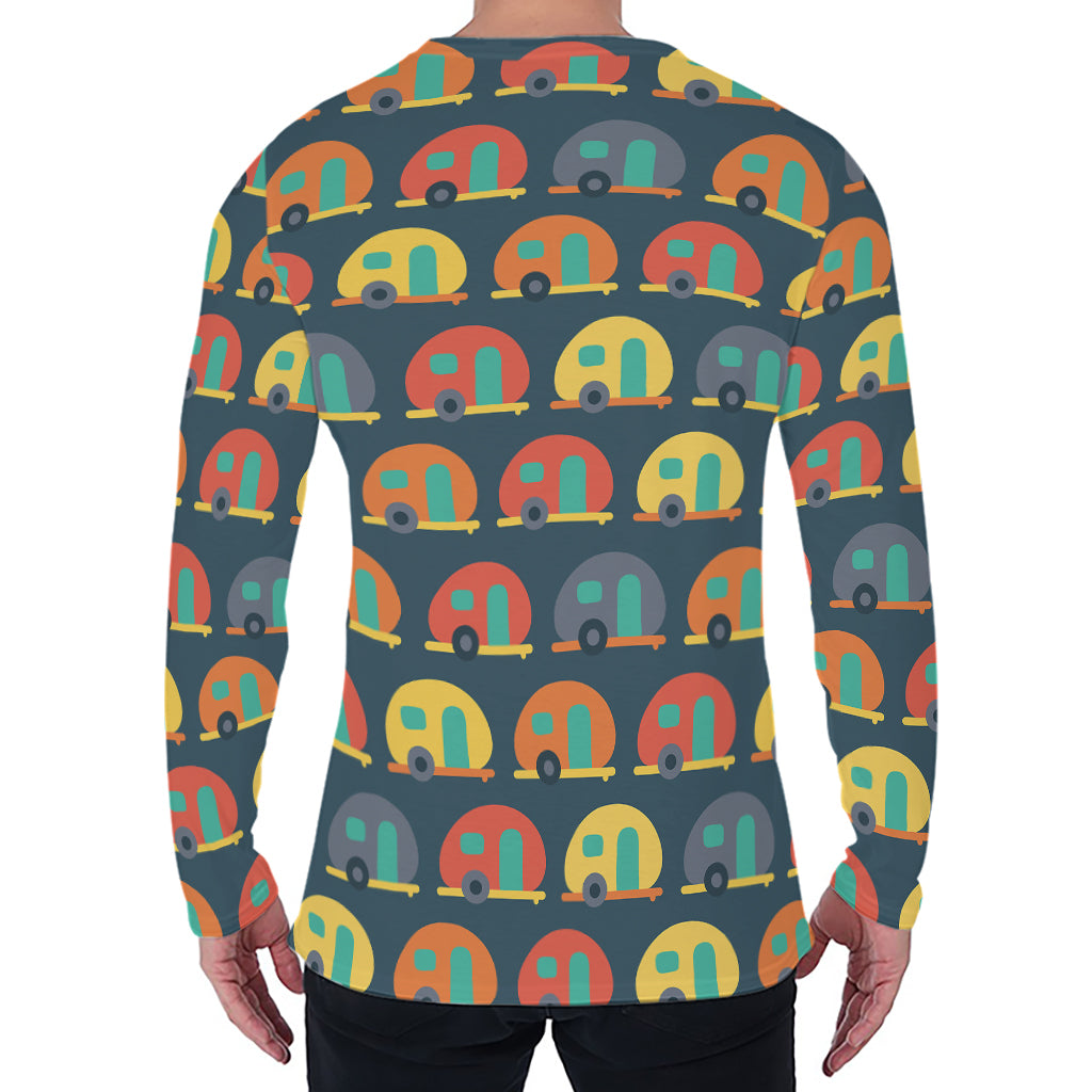 Camping Van Pattern Print Men's Long Sleeve T-Shirt