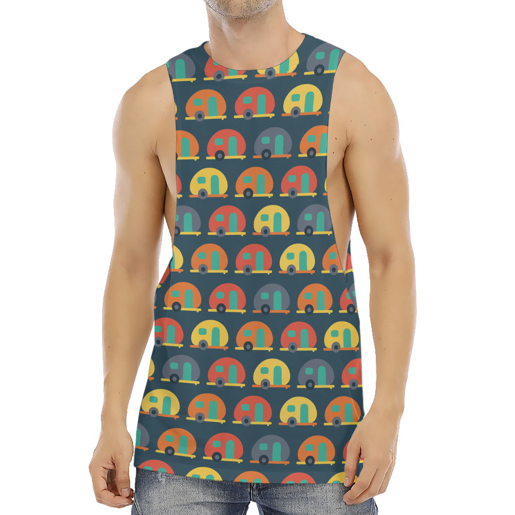 Camping Van Pattern Print Men's Muscle Tank Top