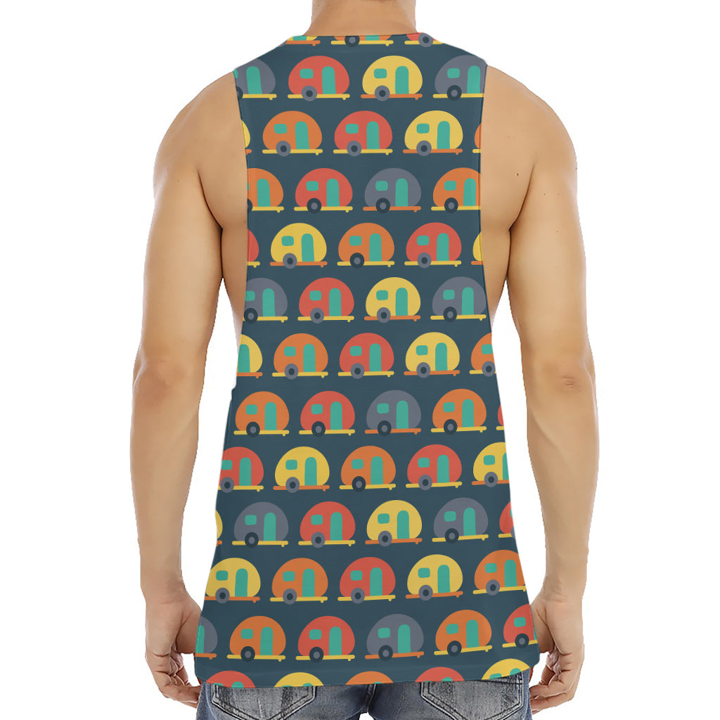 Camping Van Pattern Print Men's Muscle Tank Top