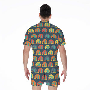 Camping Van Pattern Print Men's Rompers