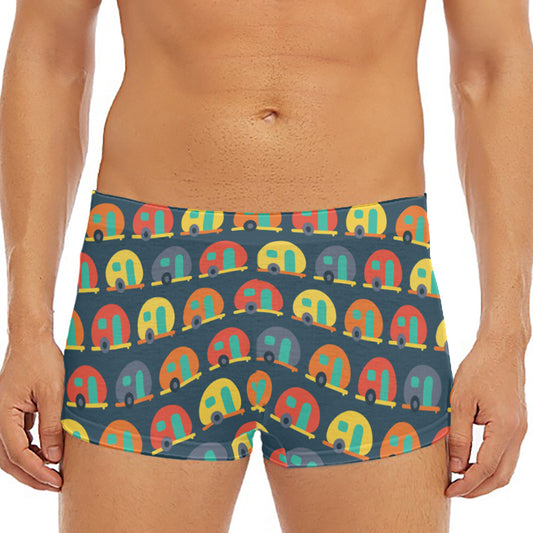 Camping Van Pattern Print Men's Short Boxer Briefs