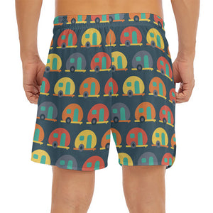 Camping Van Pattern Print Men's Split Running Shorts