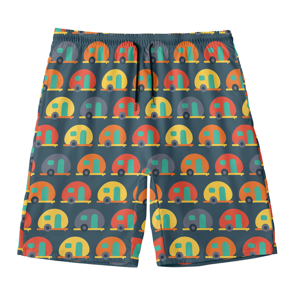 Camping Van Pattern Print Men's Swim Trunks